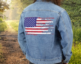 Vintage 90s Polar Graphics Nisswa Minnesota American Flag Denim