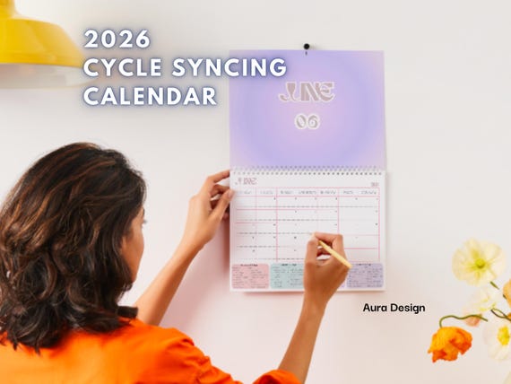2026 Cycle Syncing Wall Calendar – you choose start month! Period Tracker, Exercise & Diet Guide