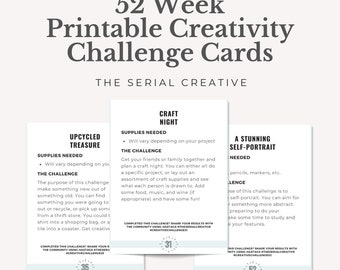 Défi de créativité de 52 semaines, Imprimables de créativité, Packs de créativité, Développement personnel, Activités de créativité, Exploration créative