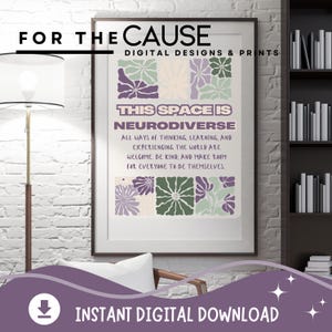 Neurodiversity Awareness SVG PNG | This Space Is Neurodiverse Digital Print | Inclusive Therapy Office or Psychologist Décor
