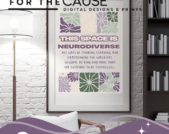 Neurodiversity Awareness SVG PNG | This Space Is Neurodiverse Digital Print | Inclusive Therapy Office or Psychologist Décor