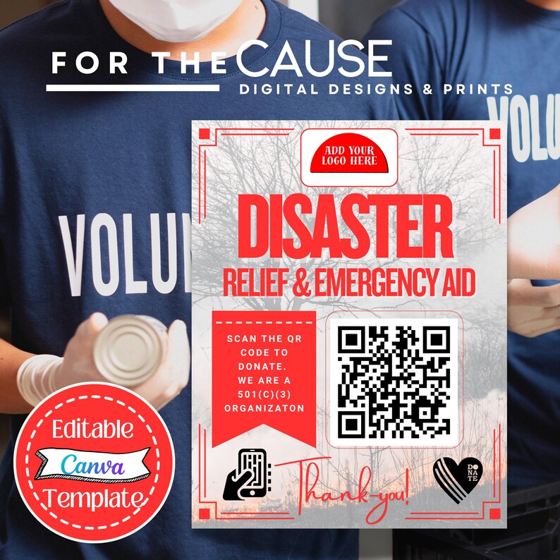 Disaster Relief Flyer Template: QR Code, Nonprofit Donation Canva ...