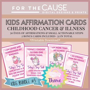 Affirmationskarten für Kinder mit Krebs oder Krankheit mit umsetzbaren Heilschritten Einhorn-Thema | Kinder Krebs Positive Affirmation Karte