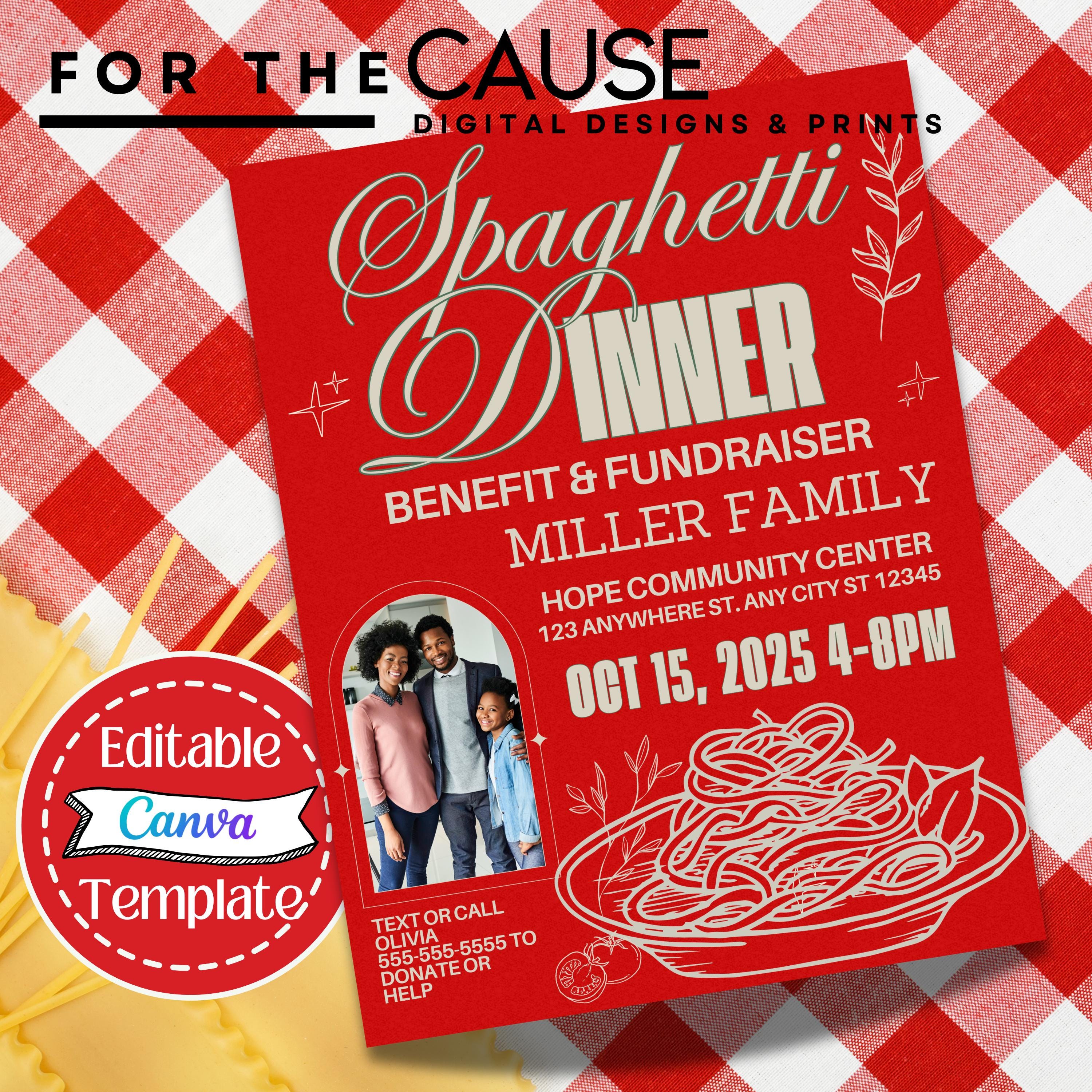 Elegant Spaghetti Dinner Fundraiser Flyer Template | Modern Editable ...
