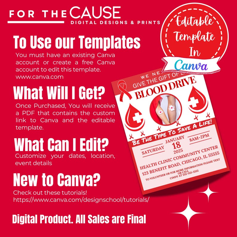 Editable Canva Template for Blood Donation Drive | Modern Flyer Design ...