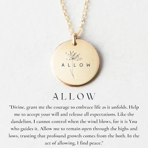 Allow Necklace: Engraved Flower Pendant, Recovery Gift
