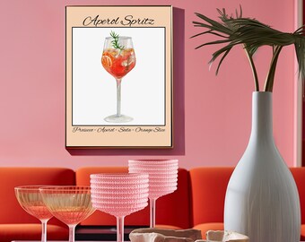 Aperol Spritz Print Aperol Spritz Aperol Spritz Poster Trendy Wall Art Aperol Poster Bar Cart Wall Art Bar Cart Decor Happy Hour Print