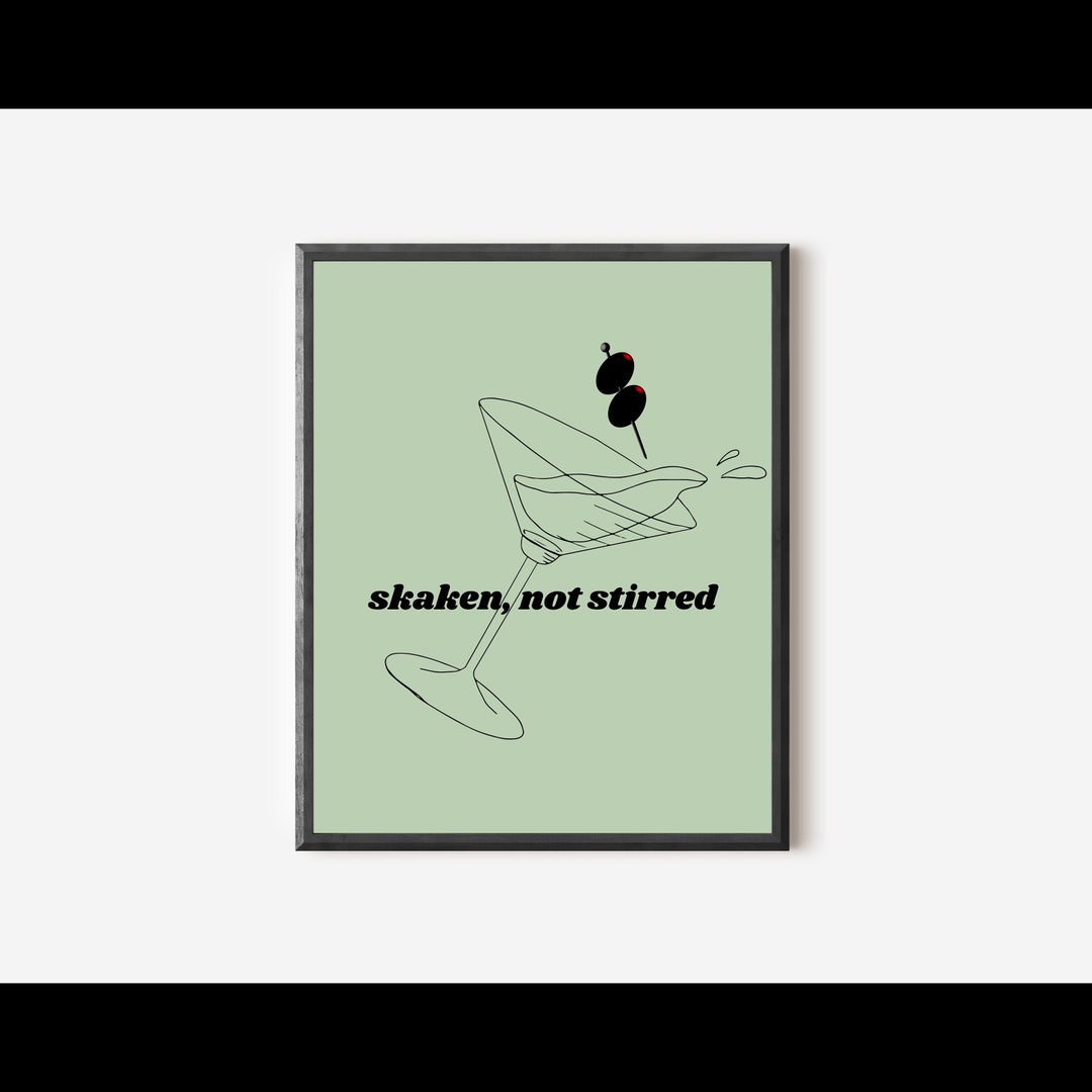Shaken Not Stirred, Bar Cart Art, Bar Cart Prints, Bar Cart Wall Art