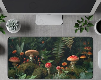 Mushroom Forest Desk Mat, Cottagecore Gaming Pad