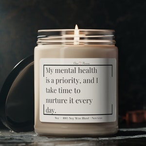 Bougie de soja affirmation Nurture My Mind, bougie 9 oz, cadeau motivant, bougie meilleur ami encouragement de l'amour de soi, cadeau collègue