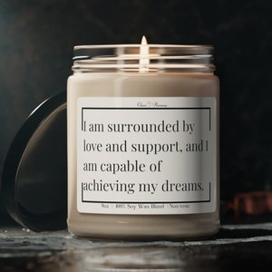 Affirmations d'amour et de soutien, bougie de soja, bougie 9 oz, motivation, encouragement, bougie meilleur ami amour de soi, cadeau d'autonomisation d'un collègue