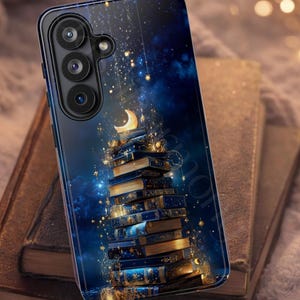 Celestial Bibliothek Handyhülle, Dark Academia Bücherstapel, Fantasy Reader Geschenk, iPhone Samsung Pixel