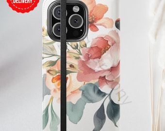 Personalized Watercolor Floral Folio Phone Case Cottagecore Wallet Cover Custom iPhone & Samsung Case