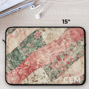 Personligt lapptäcke med laptopfodral: Vintage Quilt Monogram-present