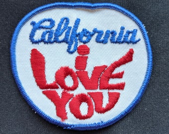 Vintage CALIFORNIA State Patch 1970s I Love You Unused Cloth Travel Souvenir Embroidered Iron or Sew On NOS Craft DIY Appliqué Gift
