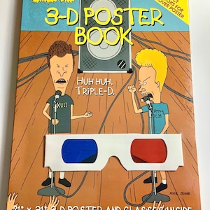 Beavis and Butthead 3-D Poster Book 1990s Mike Judge NOS MTV Music Headbangers Metal Rockers Rock and Roll Never Used Gift