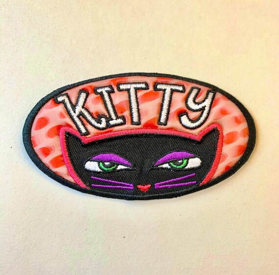 90s Vintage KITTY PATCH Unique Colors Kitten Blac… - image 3