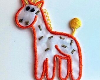 Cute Spotted 1970s GIRAFFE Patch 4 colors Vintage Unused Cloth Embroidered Unique Sew on or Iron on NOS Unused Craft Gift