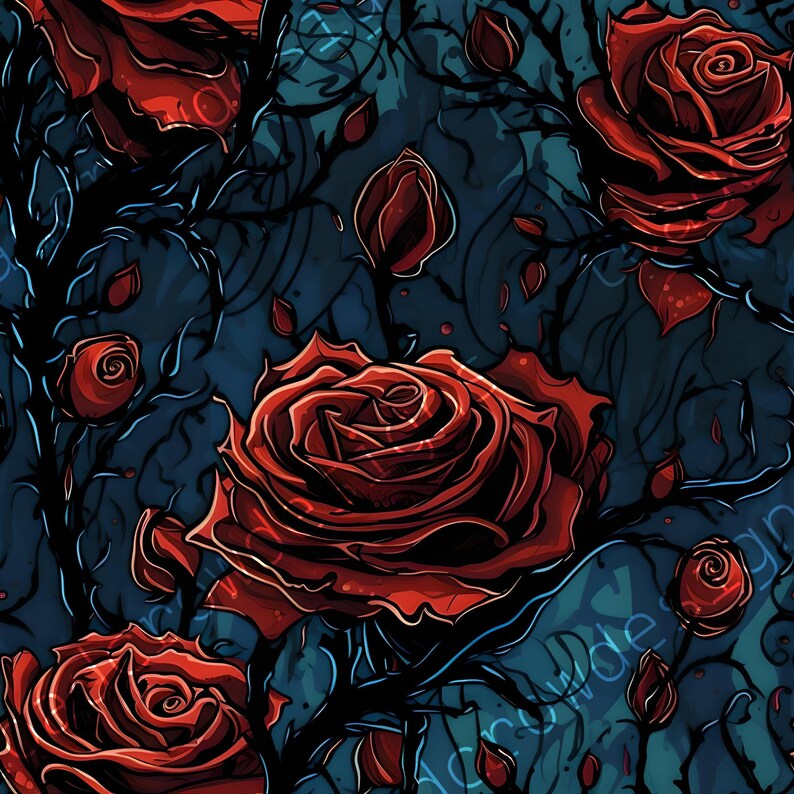 Five Variety Gothic Rose Pattern 4k Instant Download for Crafts ...