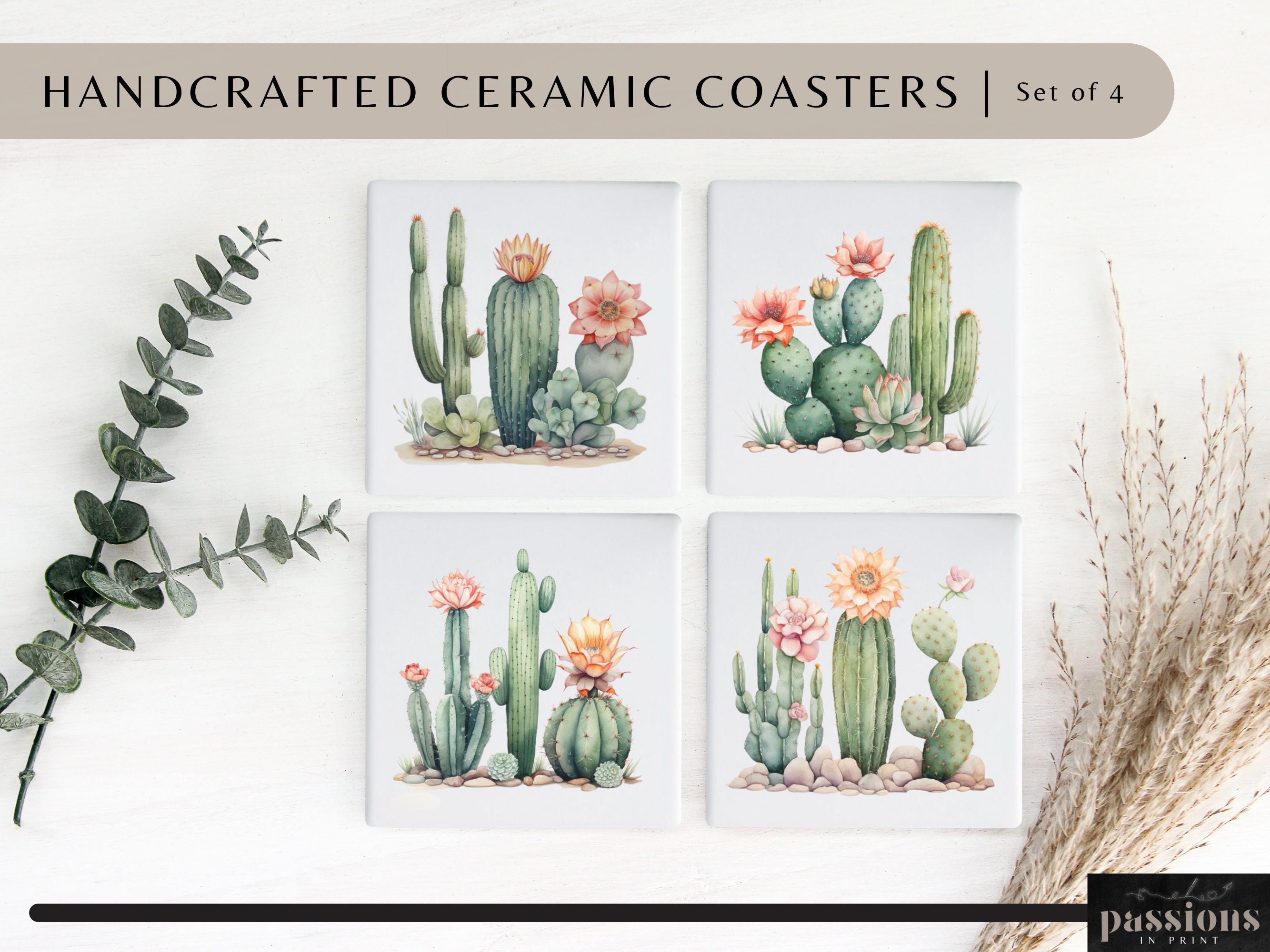 Cactus Bloom Car Coasters – KalaKotee & Co.