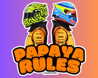 Papaya Rules Decorative Sticker for Laptops and Hydroflask - Water, Scratch, and UV Resistant
