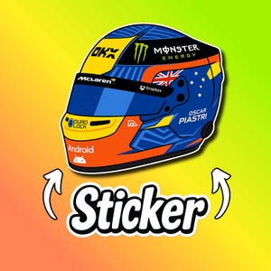 Oscar Piastri Helmet Sticker Racing Helmet Vinyl Decals, Cool Car Stickers, Ideal for Motorsports Fans, laptop sticker, hydro flask sticker