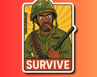 Kirk Lazarus Survive Tropic Thunder Decorative Sticker for Laptops and Hydroflasks
