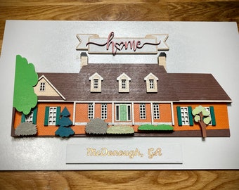3D layered custom house design, laser cut, anniversary, realtor, new homeowners, house warming, or closing day gift, made to order!