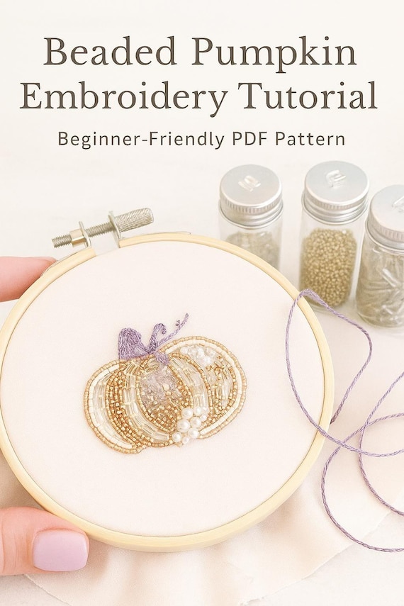 Pumpkin Bead Embroidery Pattern: DIY Beaded Design (PDF Download)