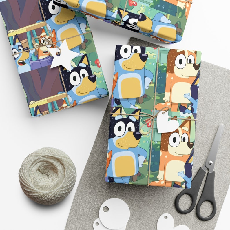 Bluey Themed Wrapping Paper Etsy