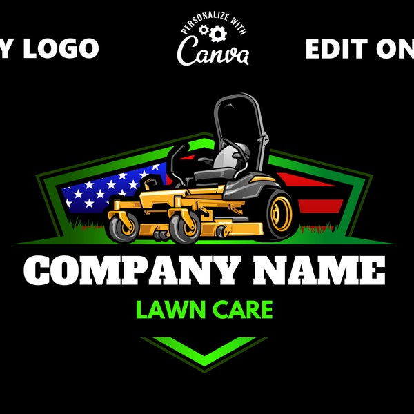 LAWN CARE Logo, Landscaping Logo, Lawn Mower, Zero Turn, Lawn Mowing Logo, Gardener Logo,Garden Service Logo,Tree logo(DIY Edit Online)