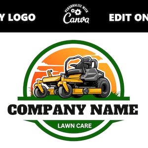 LAWN CARE Logo, Landscaping Logo, Lawn Mower, Zero Turn, Lawn Mowing Logo, Gardener Logo,Garden Service Logo,Tree logo(DIY Edit Online)