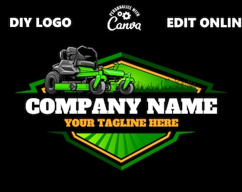 LAWN CARE Logo, Landscaping Logo, Lawn Mower, Zero Turn, Lawn Mowing Logo, Gardener Logo,Garden Service Logo,Tree logo(DIY Edit Online)