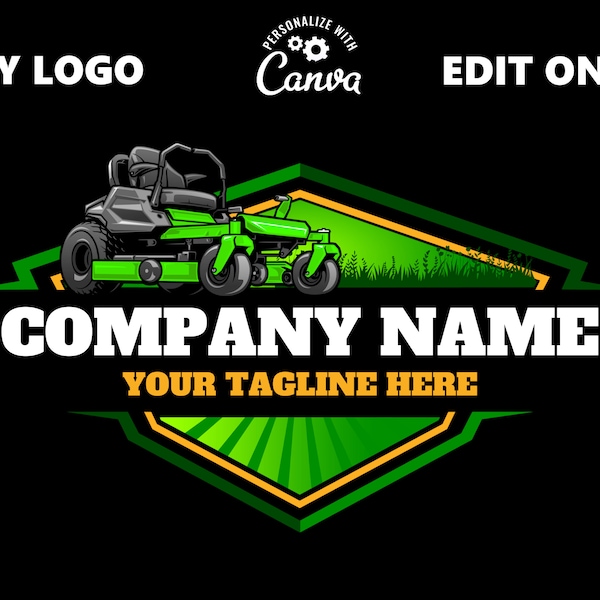 LAWN CARE Logo, Landscaping Logo, Lawn Mower, Zero Turn, Lawn Mowing Logo, Gardener Logo,Garden Service Logo,Tree logo(DIY Edit Online)