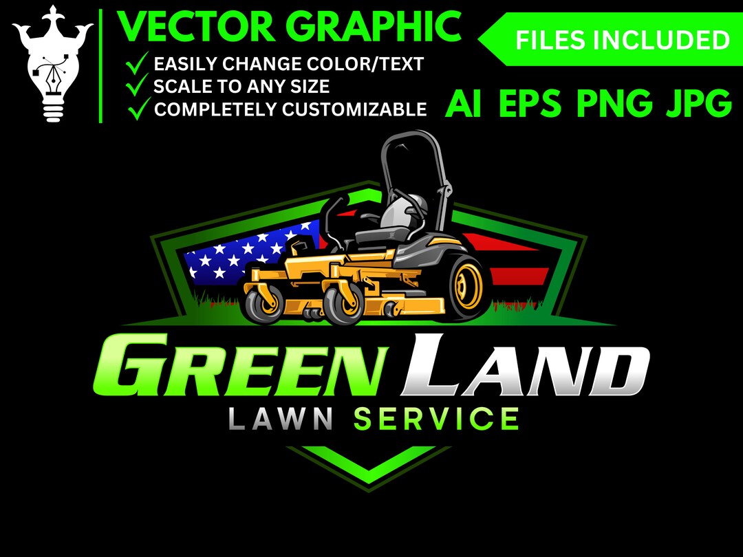 LAWN CARE Logo, Landscaping Logo, Lawn Mower, Zero Turn, Lawn Mowing