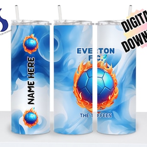 Support for your favorite  Royal Blue and White Merseyside Football Team with our Custom Football Sublimation Tumbler Wrap-Customizable!