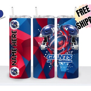 Support your favorite blue and red New York American Football Team with our Customizable Football Sublimation Tumbler.