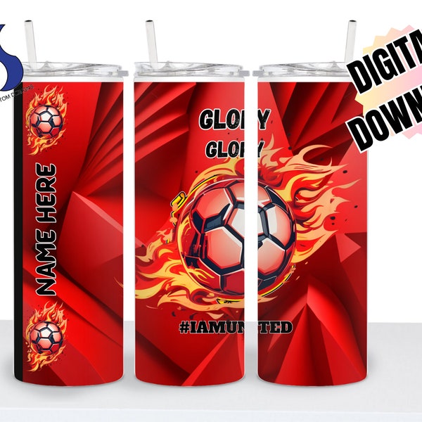 Manchester United Soccer/Football Sublimation Tumbler Wrap | Sublimation Design Tumbler Wraps. Soccer/Football fans (Straight Tumblers).