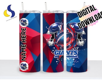 New York Giants Sublimation Tumbler Wrap | Sublimation Design Tumbler Wraps. NFL fans show off your favorite team (Straight Tumblers).