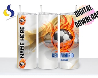 Support your favorite  White Madrid, Spain Football Team with our Custom Football Sublimation Tumbler Wrap-Customizable!