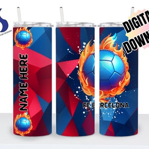 Support for your favorite Blue and Garnet Barcelona Football/Soccer Team with our Custom Football Sublimation Tumbler Wrap-Customizable!