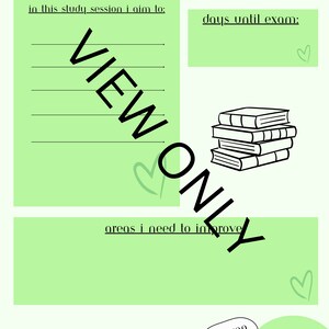 May include: A green and white printable study planner with the text "psychology study organiser" at the top. The planner includes sections for "date", "in this study session i aim to", "days until exam", "areas i need to improve", and "you can do it!" with a cartoon bear.