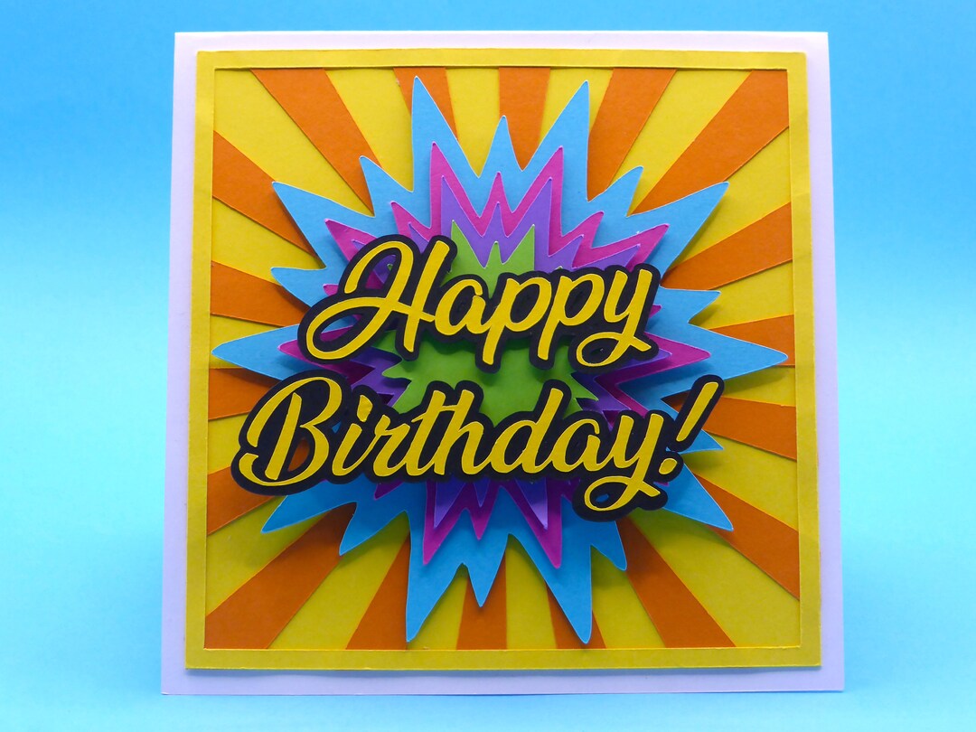 3D Pop up Handmade Birthday Card Featuring a Vibrant Birthday Burst - Etsy