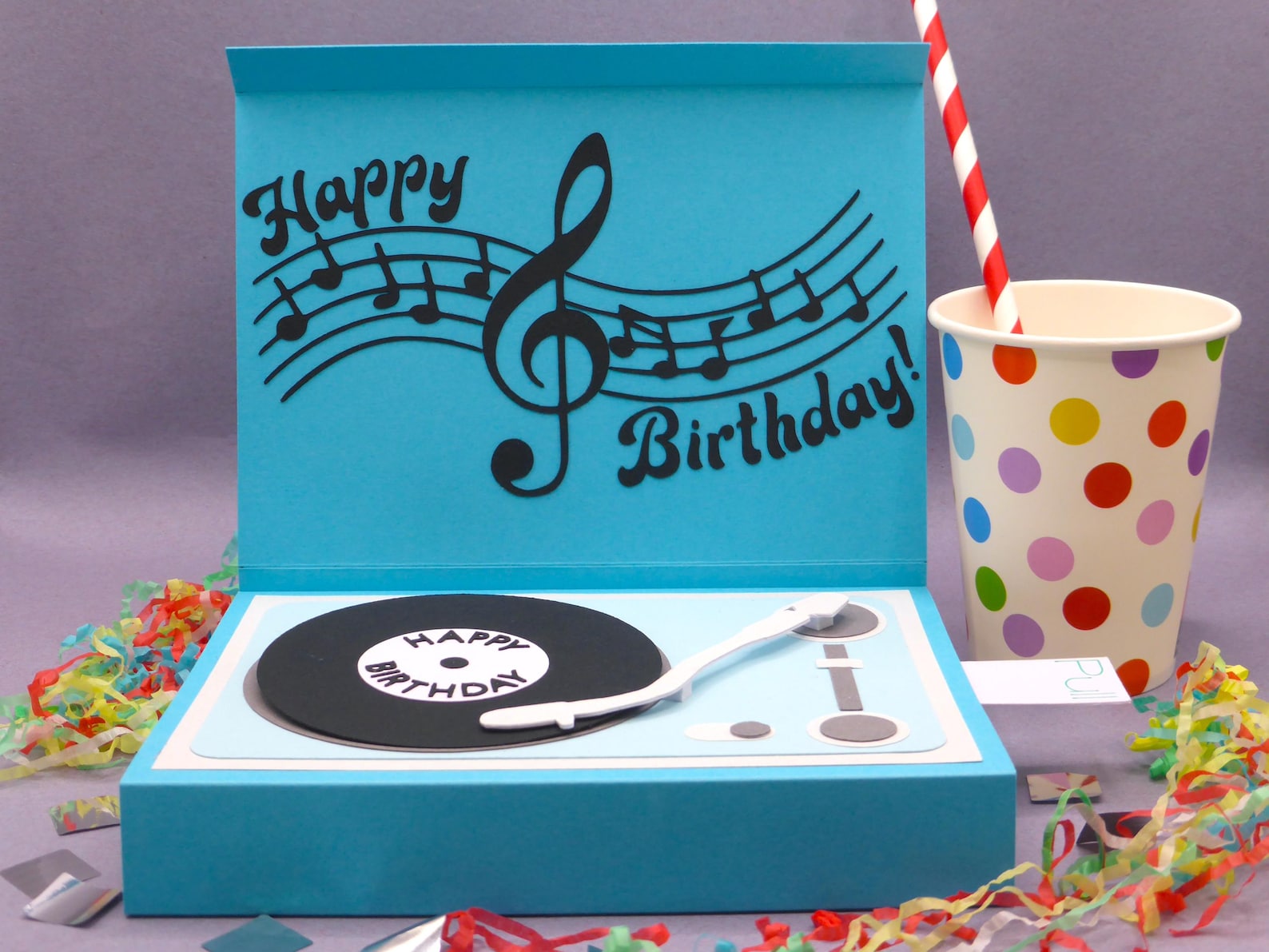 3d Interactive Spinning Record Player Birthday Card Etsy 