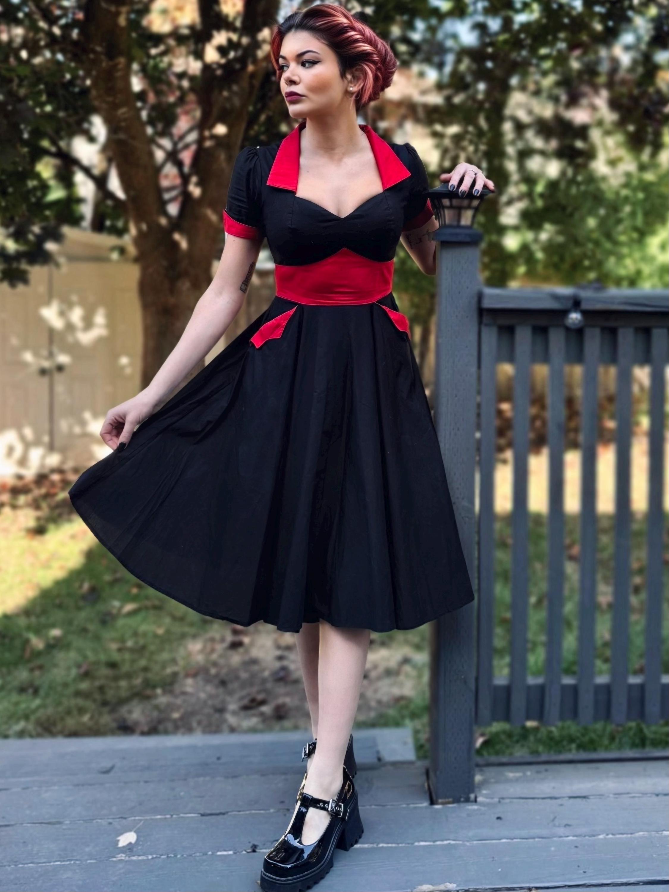 pinup black dress Pinup Girl Clothing | Kayla Swing Dress in Black