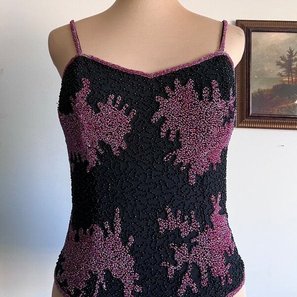 vintage 90s 2000s y2k beaded corset boned strapless beading embellished evening fairy retro medium