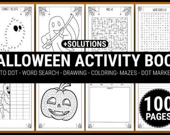 Printable Halloween Activity Book, Spooky Games & Puzzles, Kids Halloween Crafts, Fun Games and Puzzles, Crafts for Kids, Trick or Treat Fun