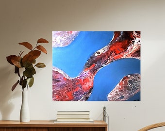 Original Acrylic Canvas "Aerial Banks" 20" x 16" x .5" Created 2022. A great gift idea as it is a one of a kind painting (no duplicates)
