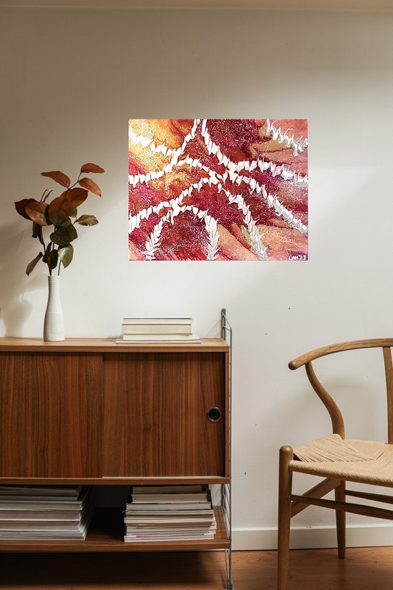 Original Acrylic Canvas "Raspberry Sherbet" 20" x 16" x .5" Created 2023 A great gift idea as it is a one of a kind painting (no duplicates)