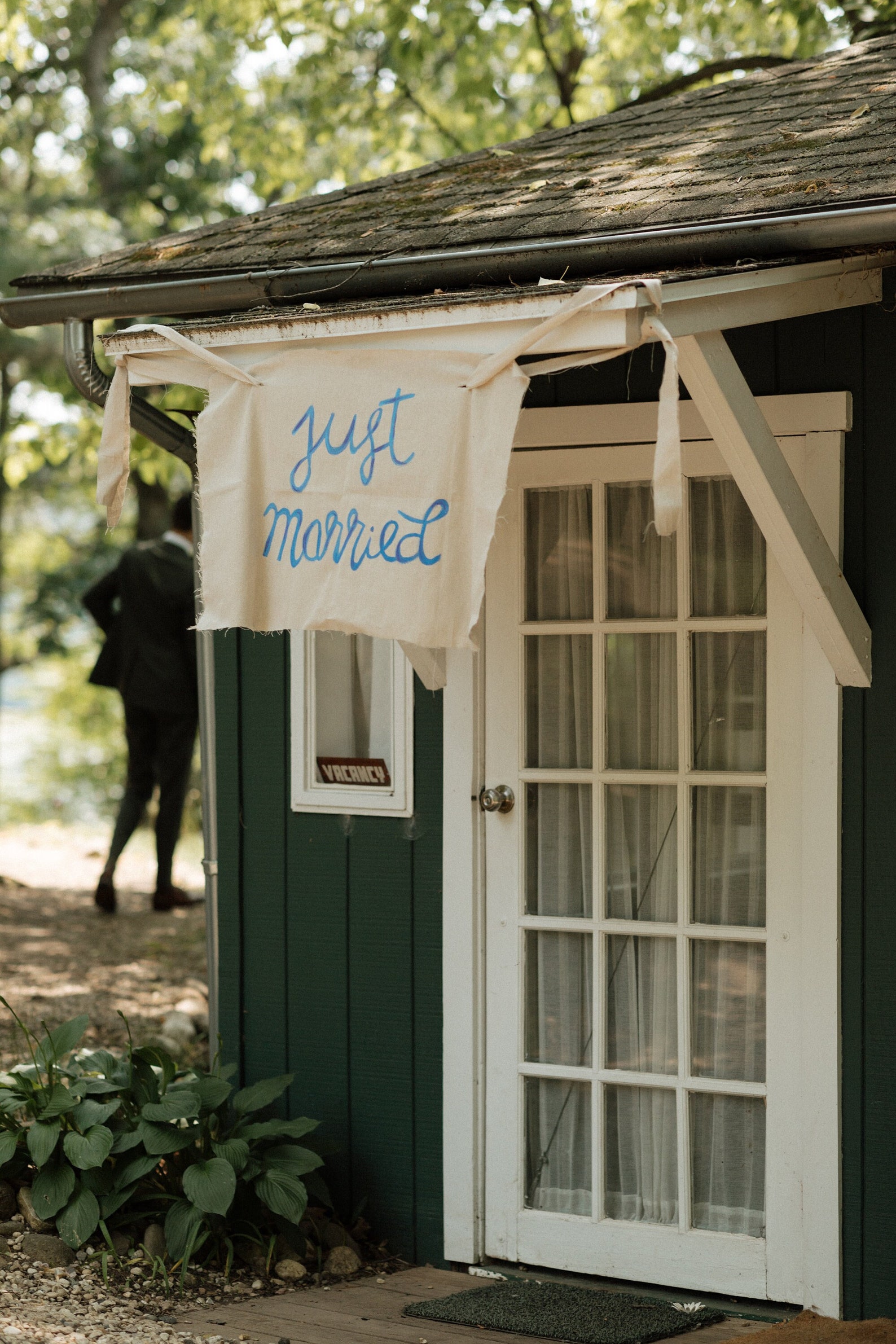 Hand Painted Custom Linen "Just Married" Signage